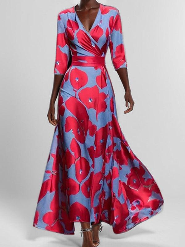 Barbara | Vestido maxi elegante con mangas 3/4 en estilo costero