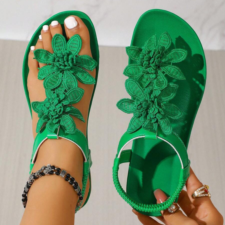 Fiorella Sandalias Ortopédicas con Flores Bordadas
