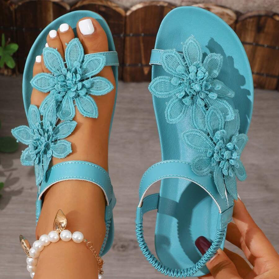 Fiorella Sandalias Ortopédicas con Flores Bordadas