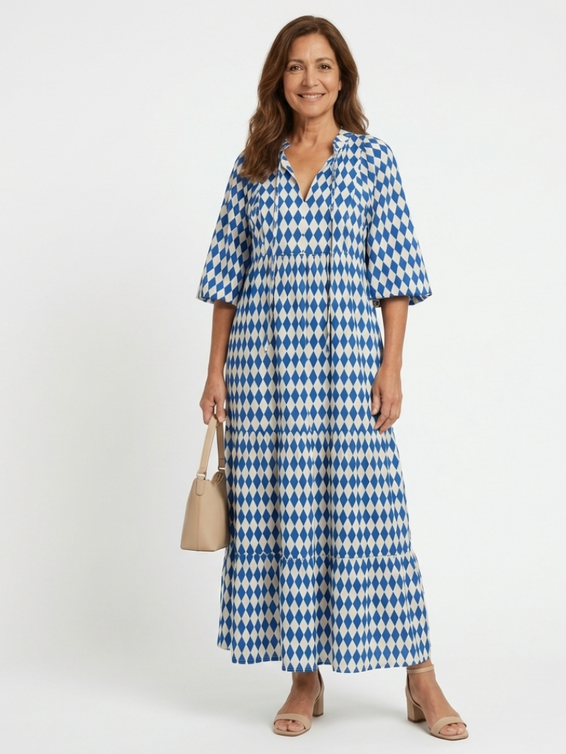 DELACROIX | Robe Midi à Imprimé Diamant Elodie