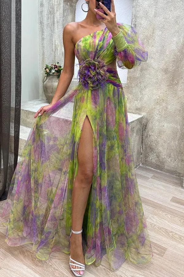 Marta | Vestido maxi de verano con flores y falda plisada