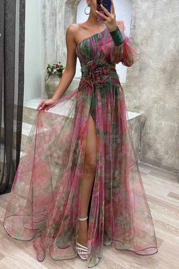 Marta | Vestido maxi de verano con flores y falda plisada