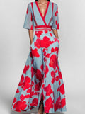 Barbara | Vestido maxi elegante con mangas 3/4 en estilo costero