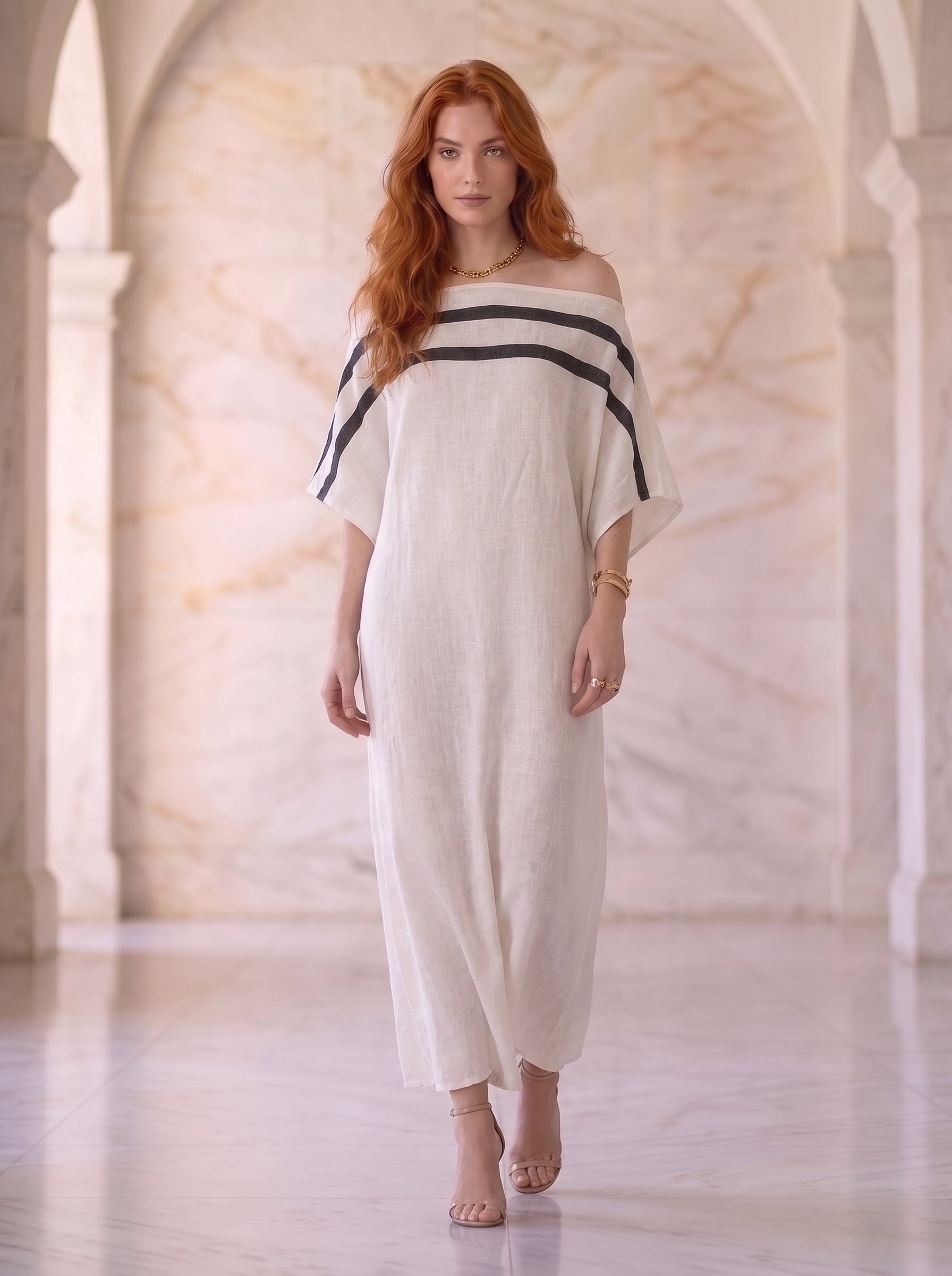 Aveline™ | Vestido maxi de hombros descubiertos con mangas murciélago