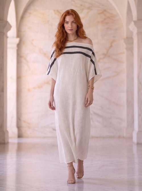 Aveline™ | Vestido maxi de hombros descubiertos con mangas murciélago