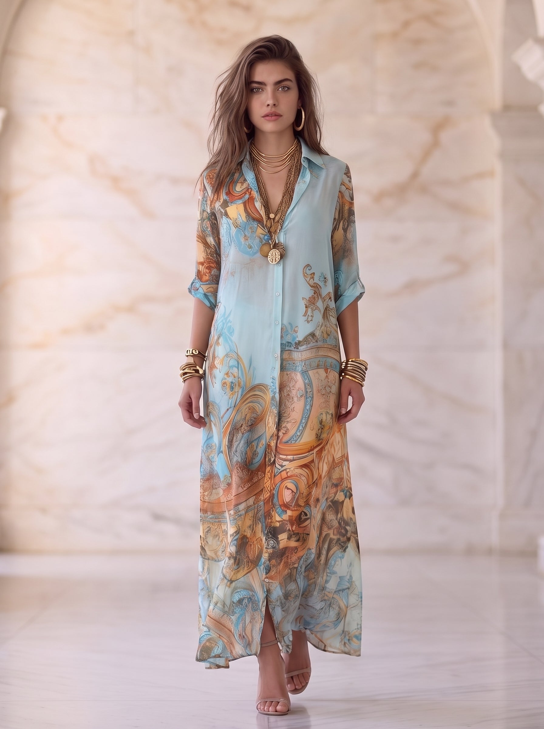SERENA |  EL ENCANTO DEL MEDITERRÁNEO EN UN VESTIDO ELEGANTE Y ATEMPORAL.