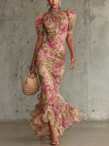 Laura | Maxi vestido con estampado vintage en rosa