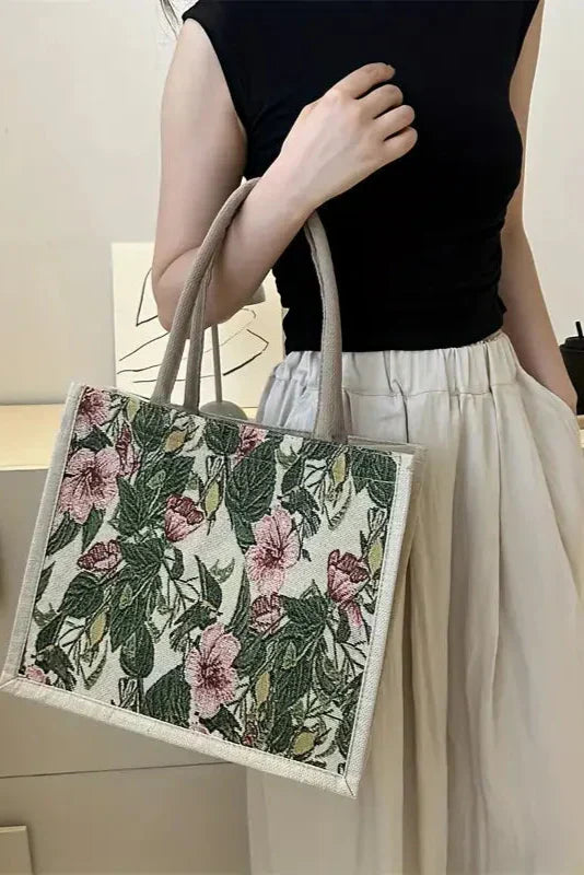 Taila Bolsa de Yute con Estampado Floral y Diseño Ecológico