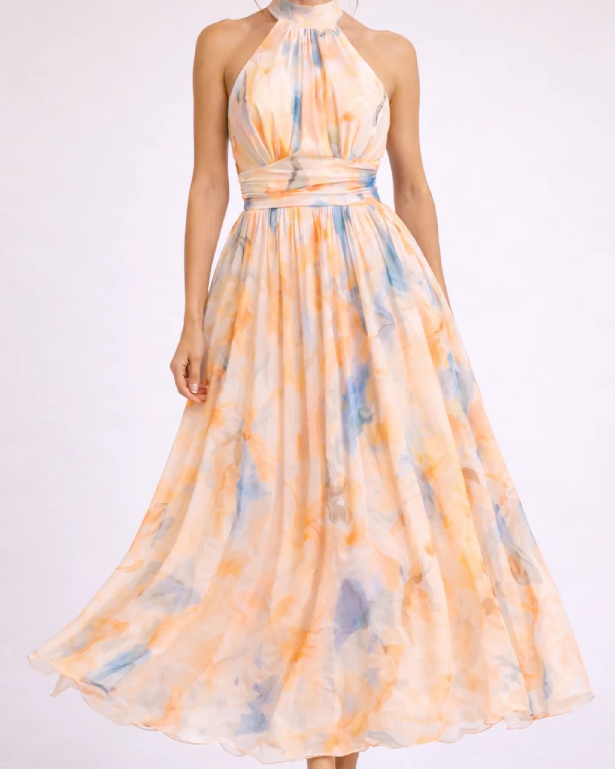 Camila Vestido Halter Acuarela