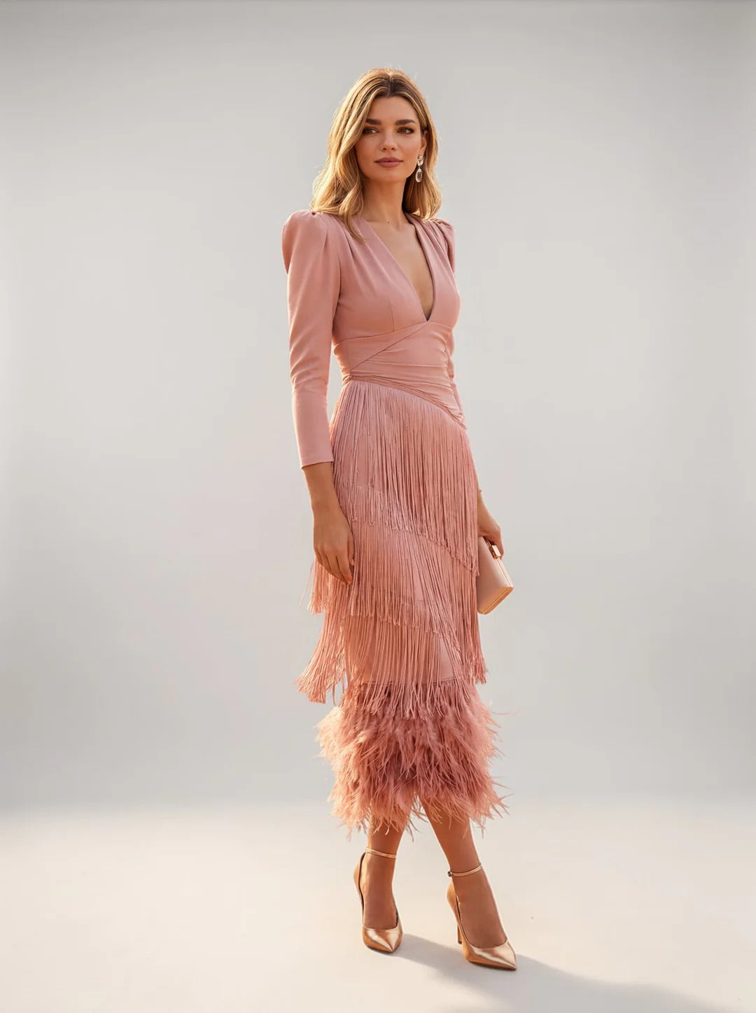 Sofía Vestido Elegante Con Flecos