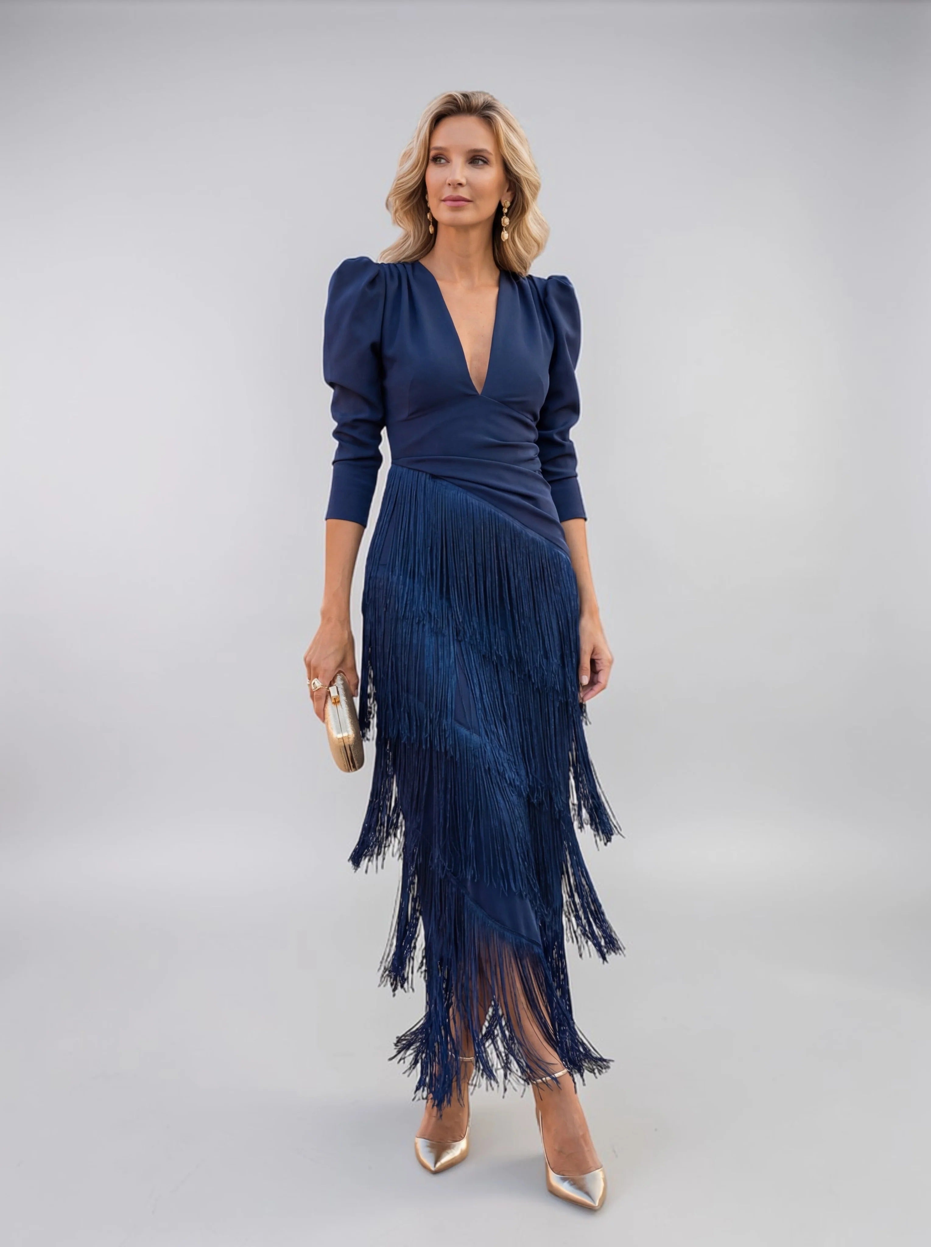 Sofía Vestido Elegante Con Flecos