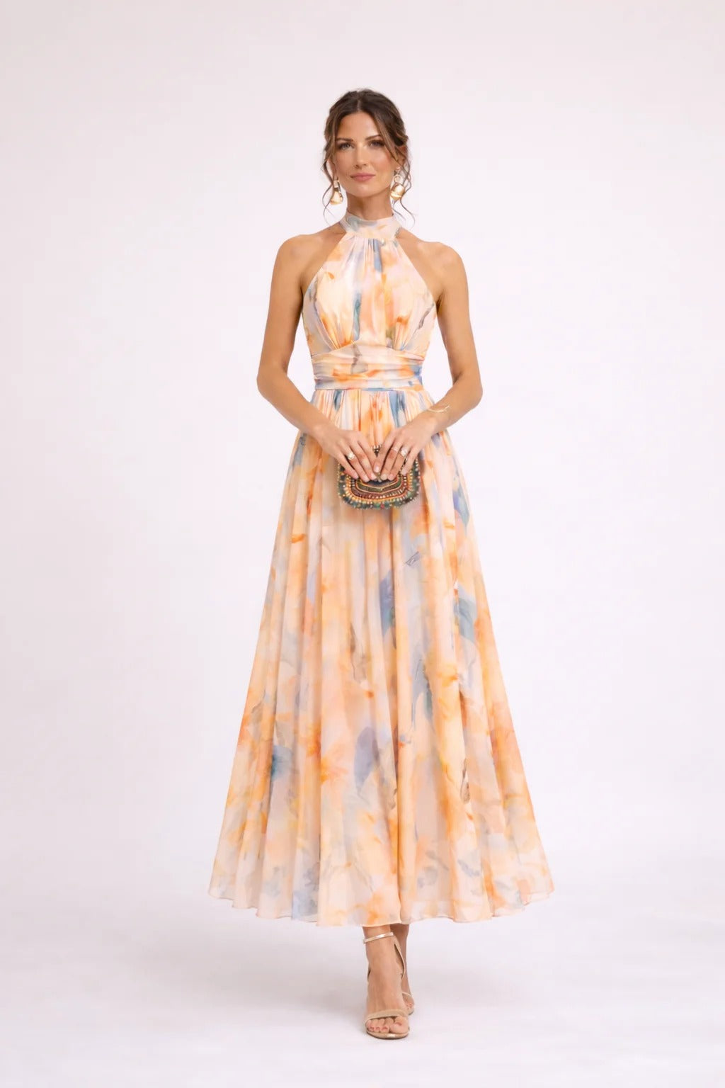 Camila Vestido Halter Acuarela