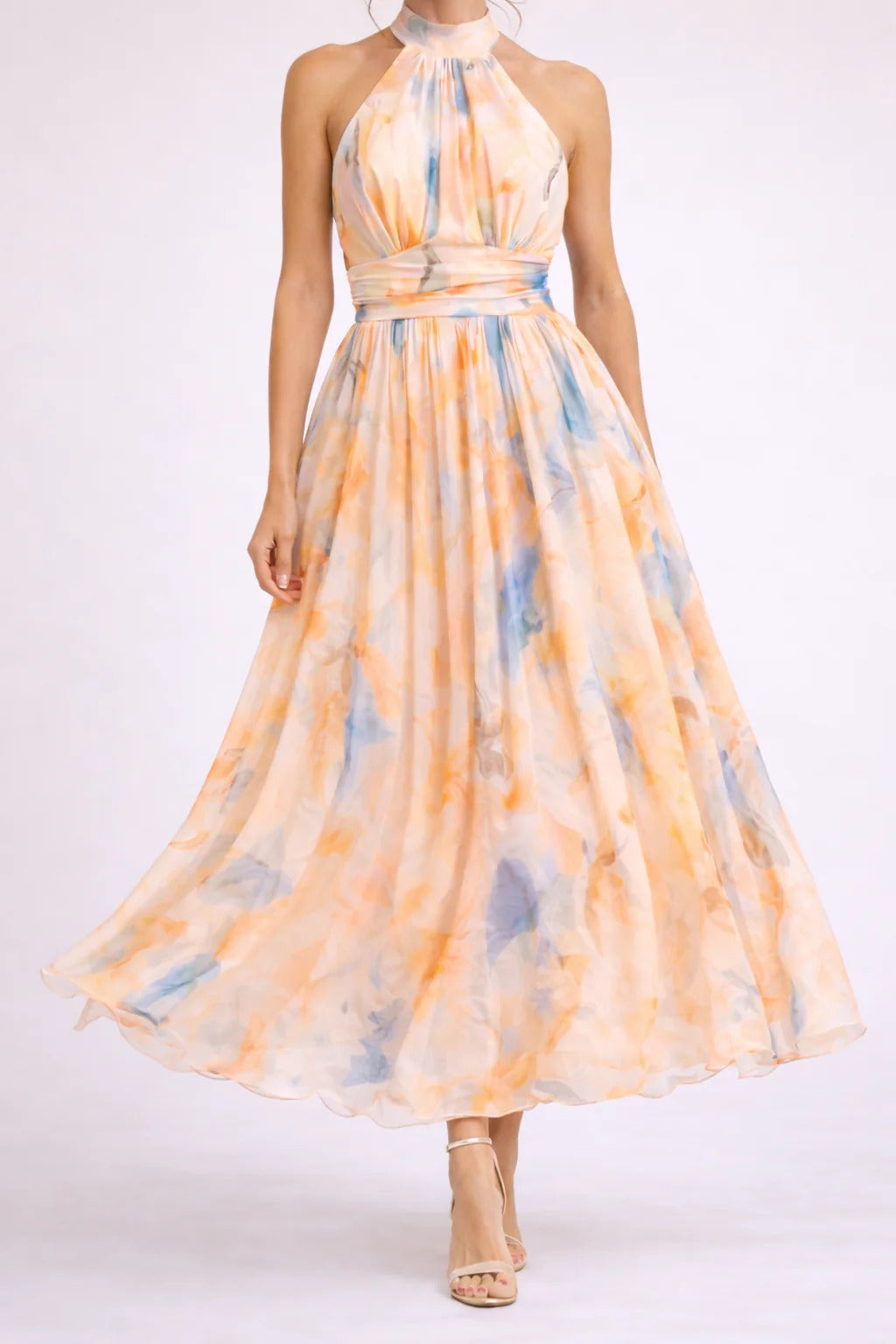 Camila Vestido Halter Acuarela