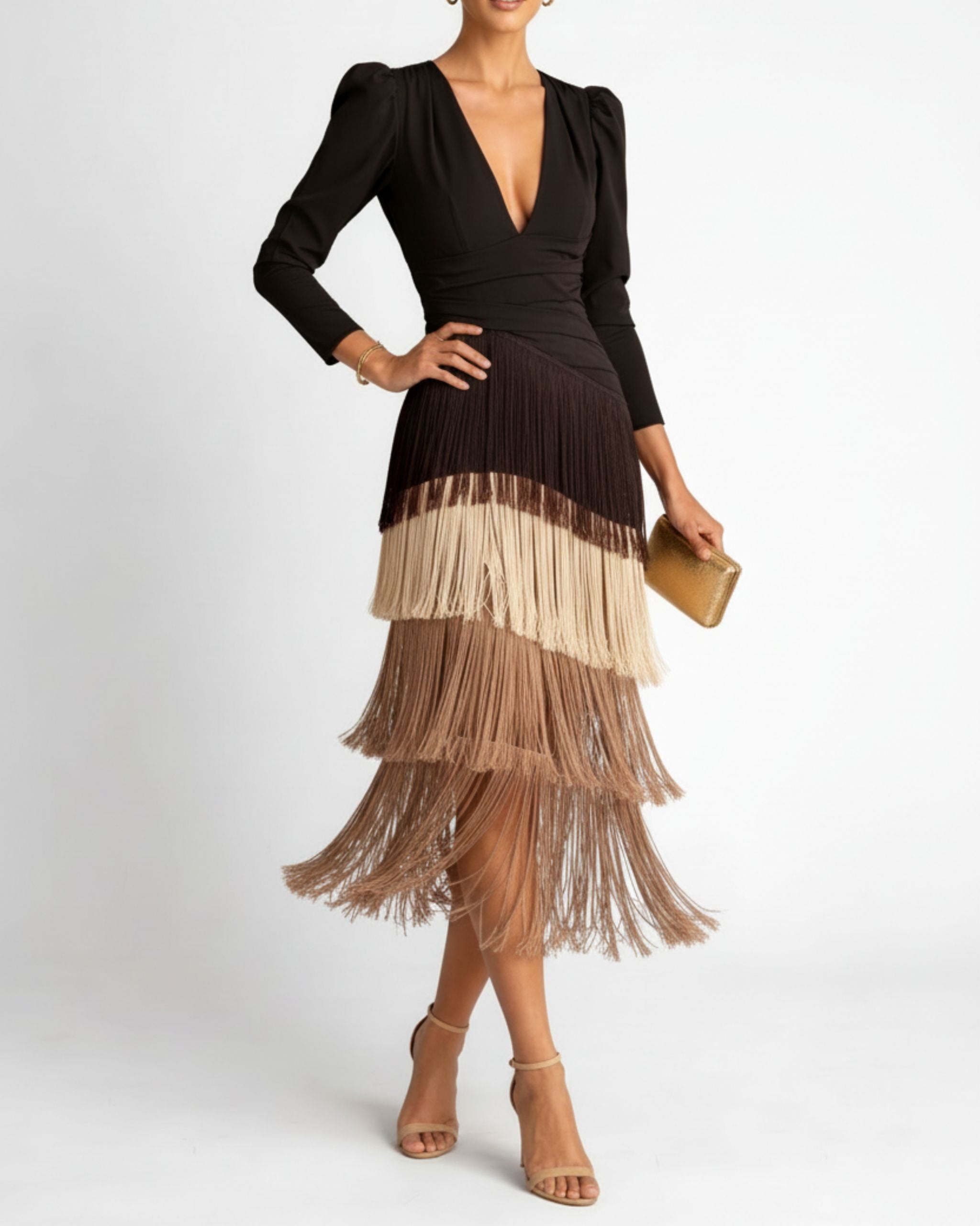 Sofía Vestido Elegante Con Flecos