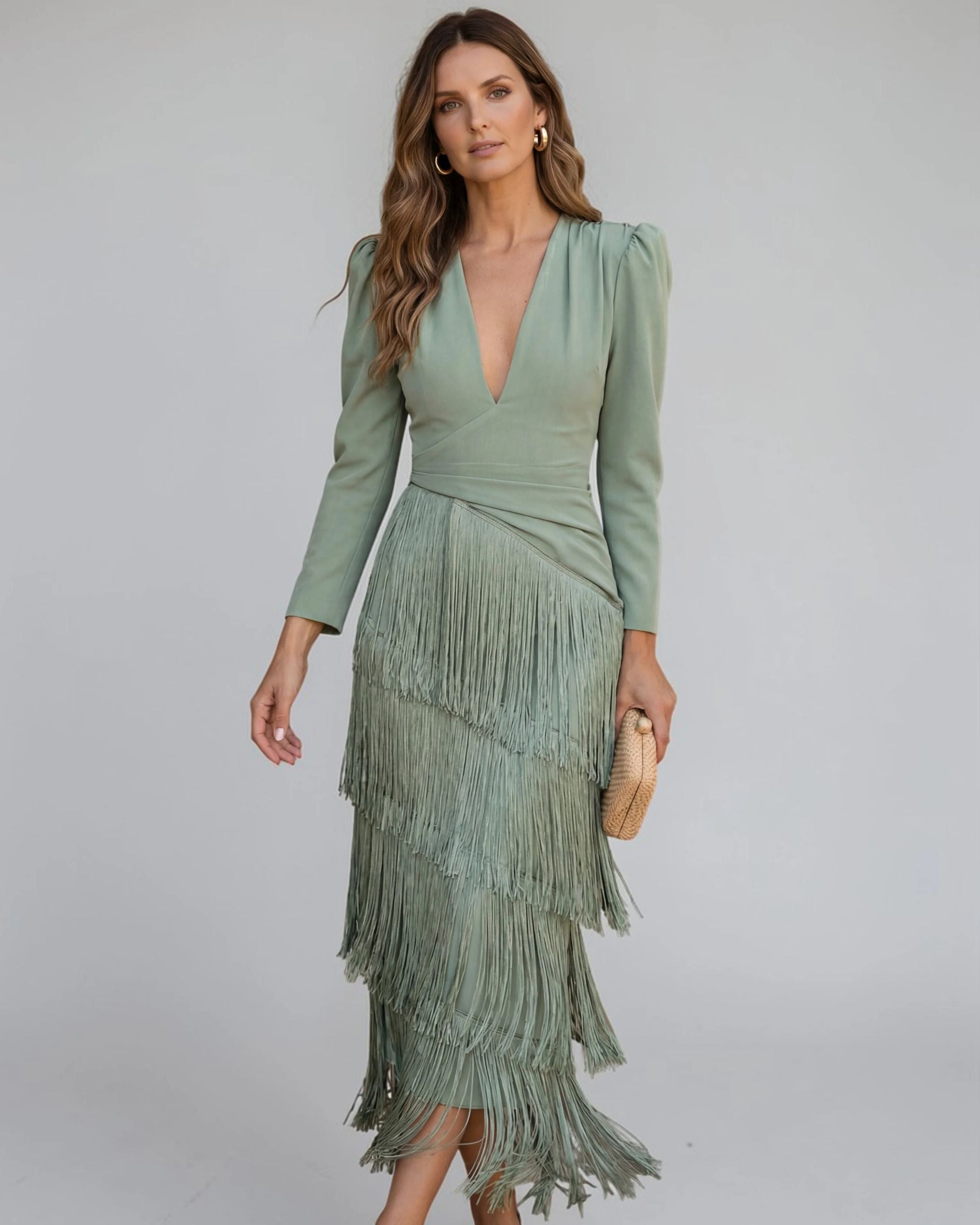 Sofía Vestido Elegante Con Flecos